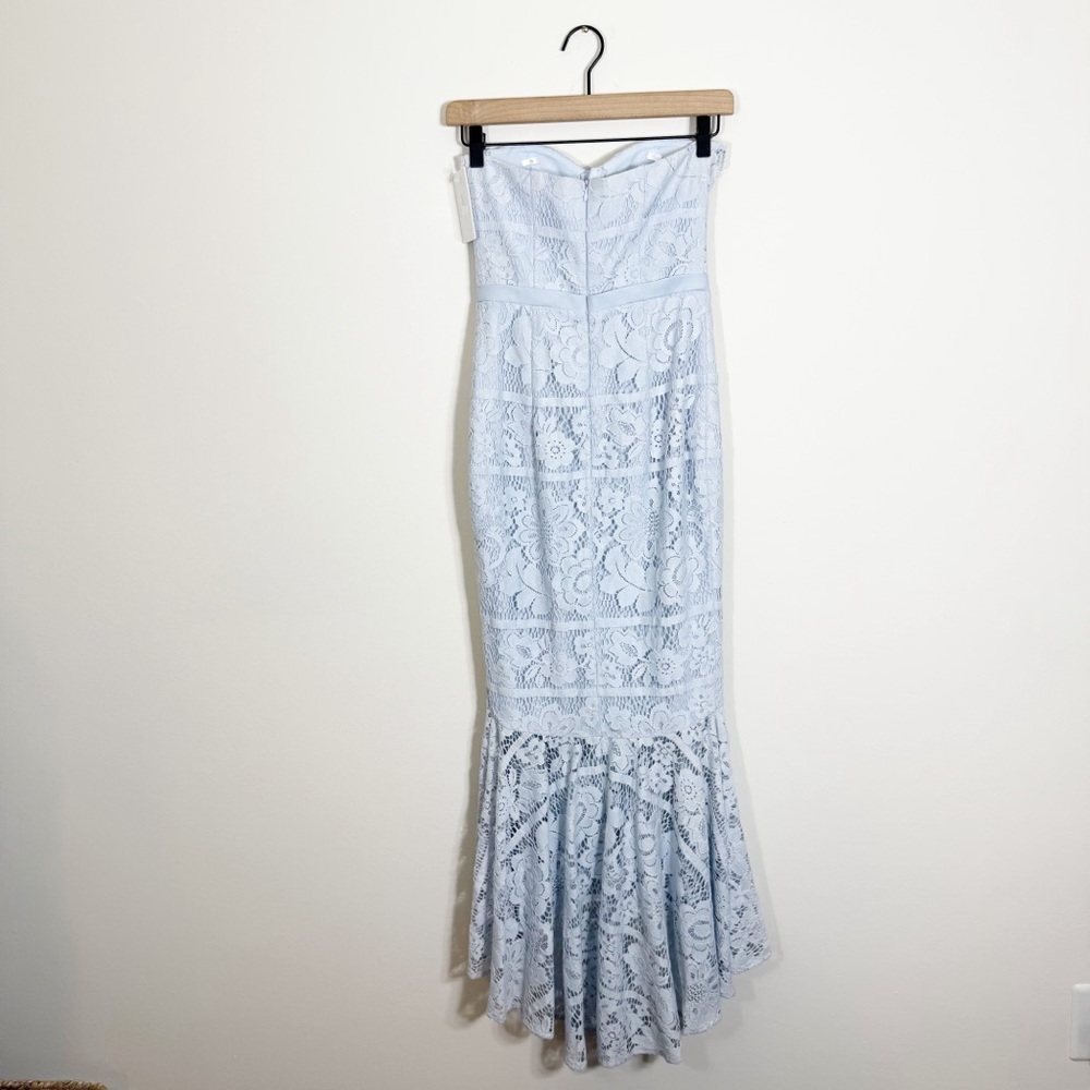 NWT Jarlo Cleo Blue Lace Strapless Formal Dress Size 2 - Picture 3 of 6